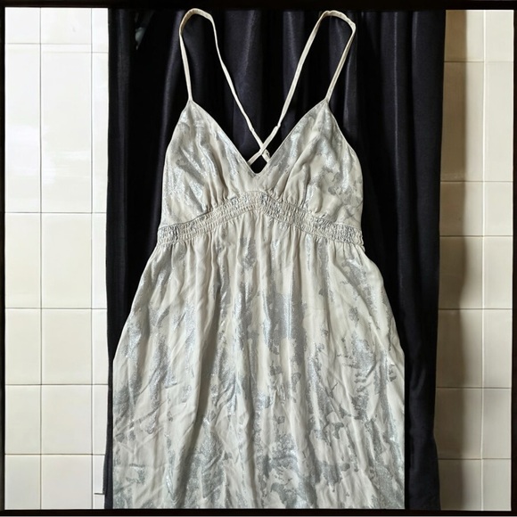 Mossimo Supply Co.  Maxi Dress ivory with metallic Silver Size Small - Picture 4 of 12
